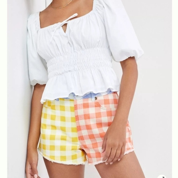 NEW Anthro FARM Rio Gingham Jean Shorts - Picture 5 of 7